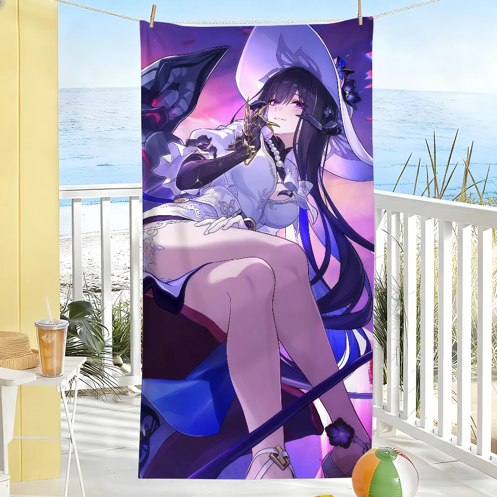 Honkai Star Rail the Dahlia Towel Sports Quick Dry Travel Camping Gear Sandproof Soft Light Large Beach Towel