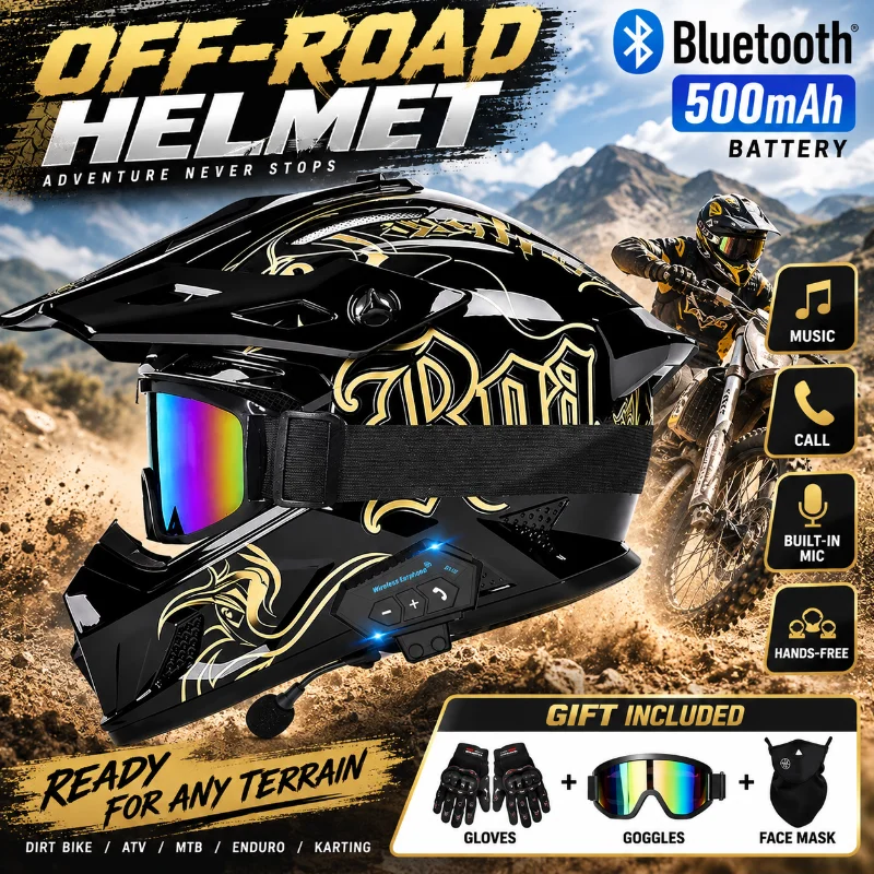 Casque de moto tout-terrain av - Full Face Motorcycle Helmet With Bluetooth avis et prix