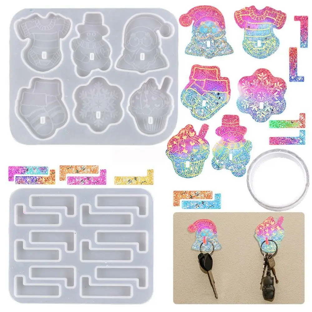 Home Decoration No Trace Pasting No Hole Hook Mold Silicone Mold Kitchen Hygiene Hook Christmas Hook Resin Mold