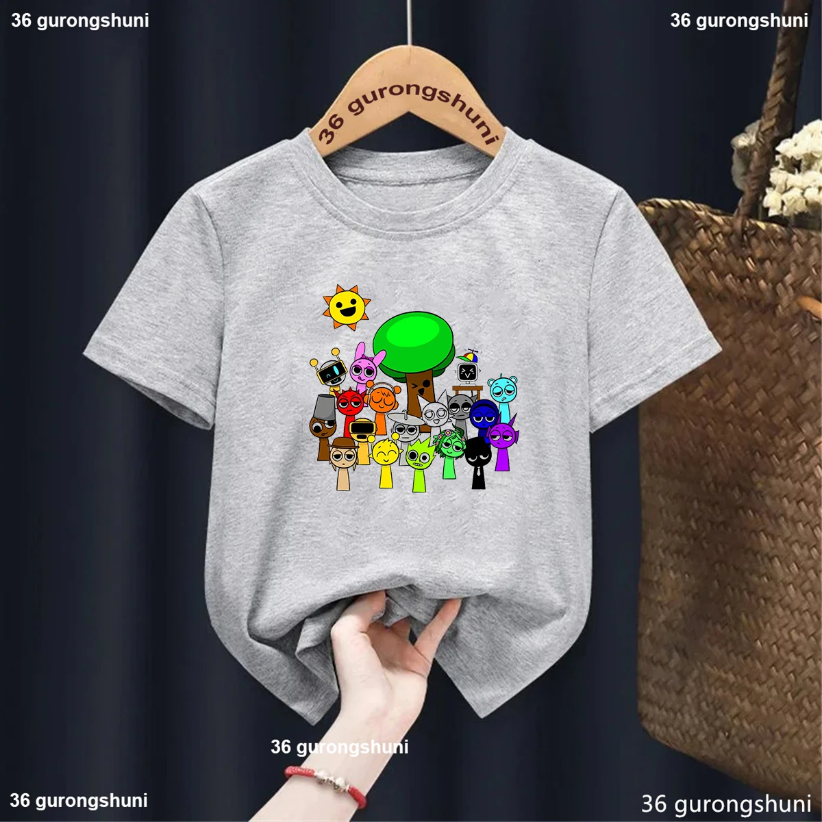 

Sprunki Electronic Games Children'S Short Sleeve Tees Horror Game T-Shirt Boys Girls Clothes Cartoon Printed Casual T Shirt Kids