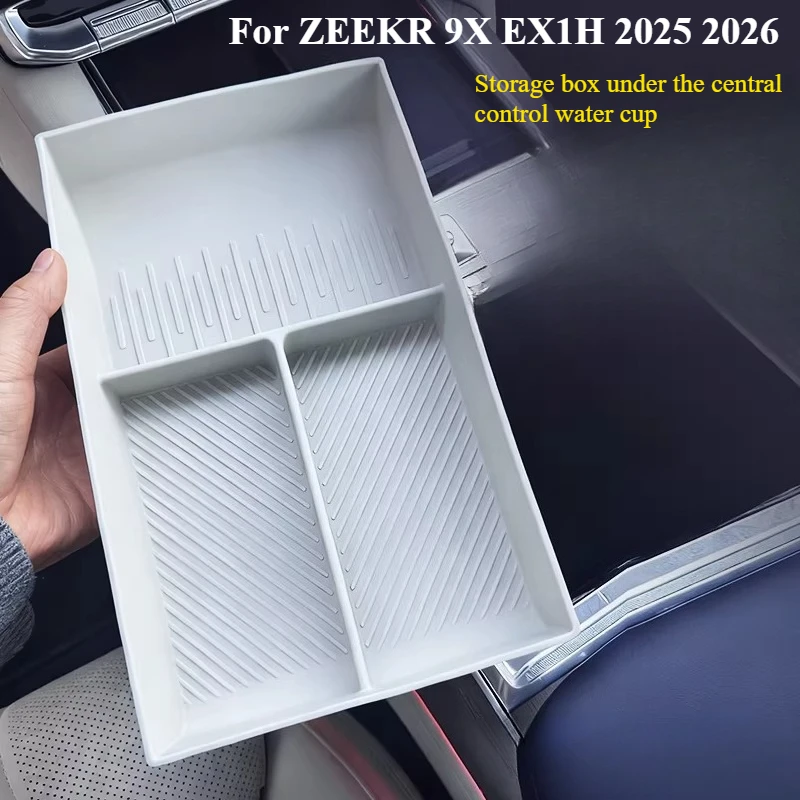 For ZEEKR 9X EX1H 2025 2026 Car Silicone Storage Box Under Center Console Storage Tray Interior Multifunctional Protection