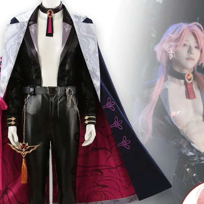 Anime Game Nu: Carnival Cosplay Aster Men Women Coat Top Pant Armband Collar Belt Waist Chain Suit Party Wear Festival Comic Con