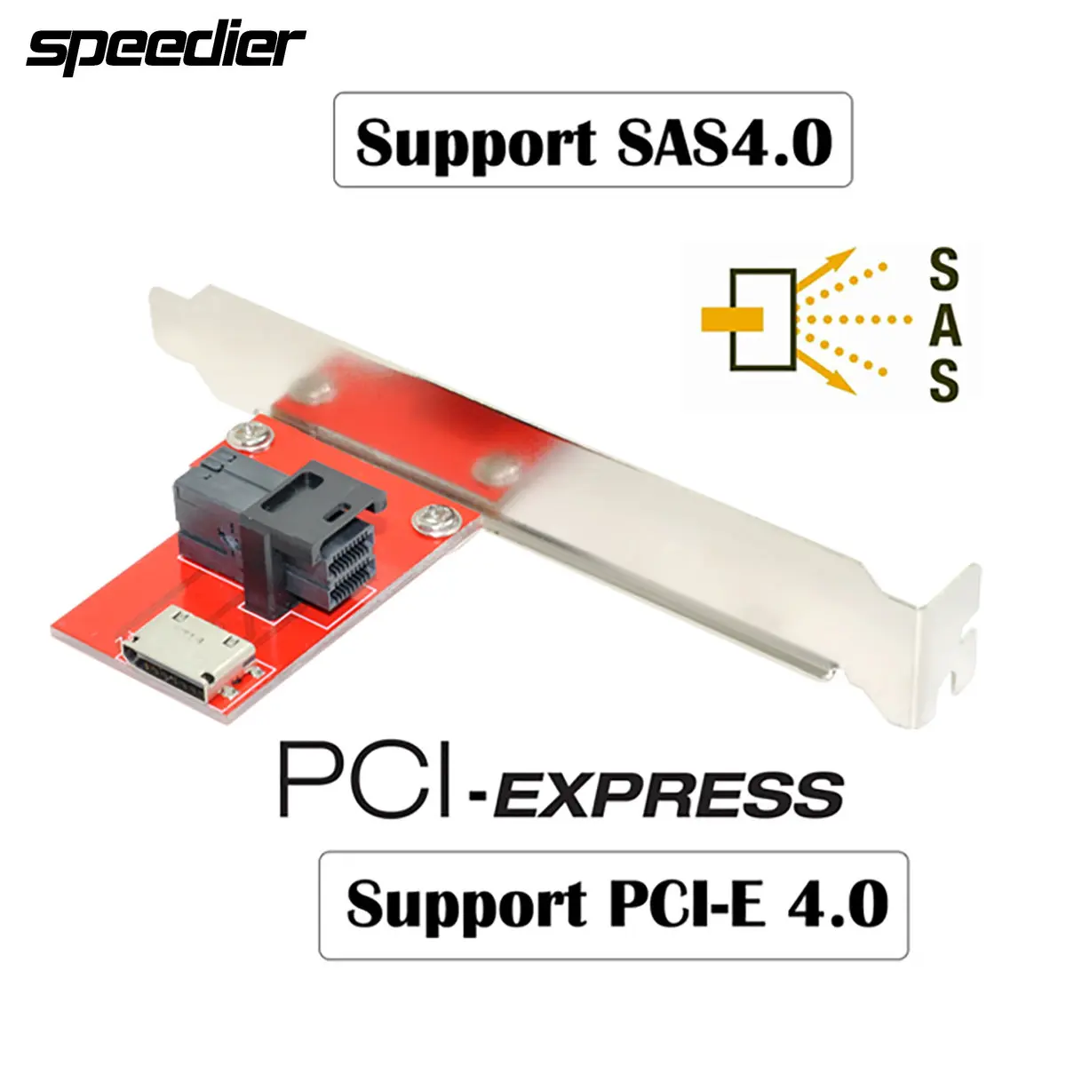 

Oculink SFF-8611 To SFF-8643 PCI-E 4.0 Adapter Card Interconversion SAS HD Card Wiht Full / Half Baffle