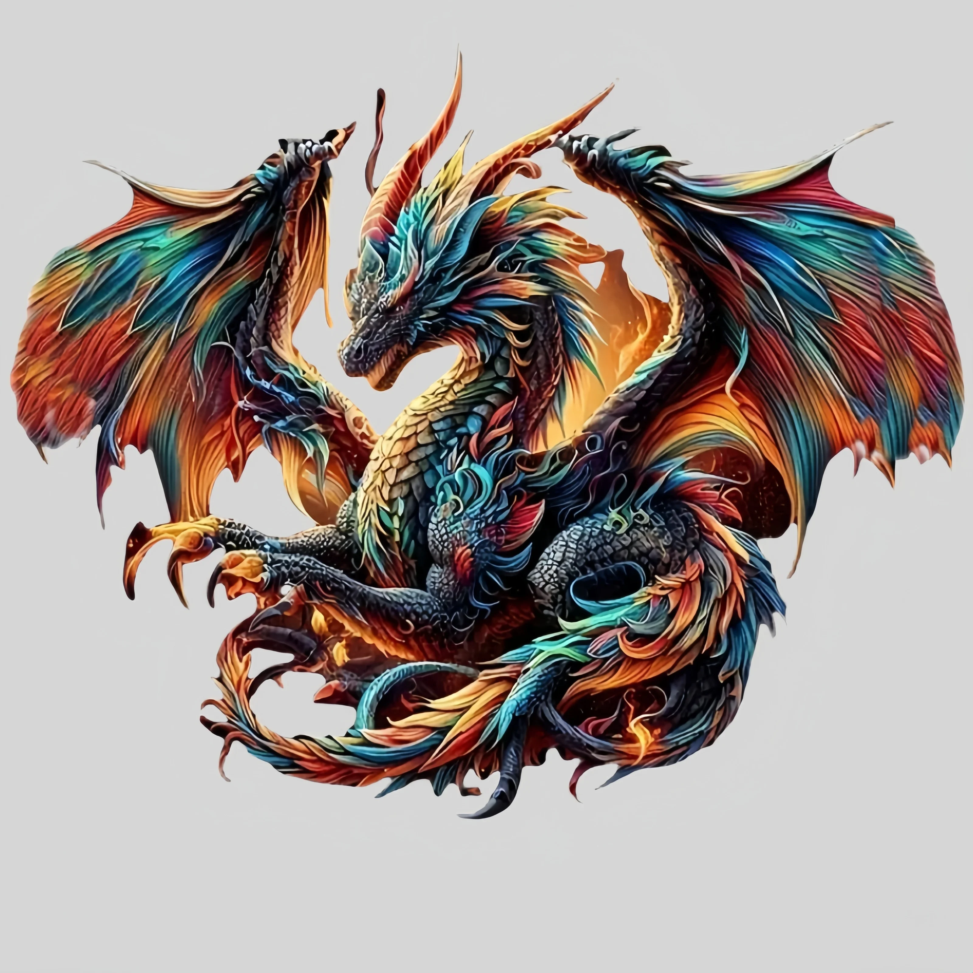 Colorful Winged Dragon Vinyl Sticker Waterproof UV Resistant Car Truck SUV Bumper Laptop Scratch Cover Holiday Gift