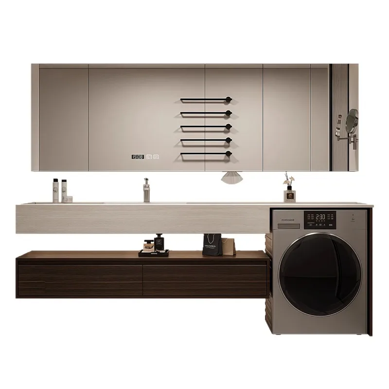 

Balcony Bathroom Cabinet Washing Machine Integrated Cabinet Combination Modern Toilet Slate Hot Bending Hand Wash Basin