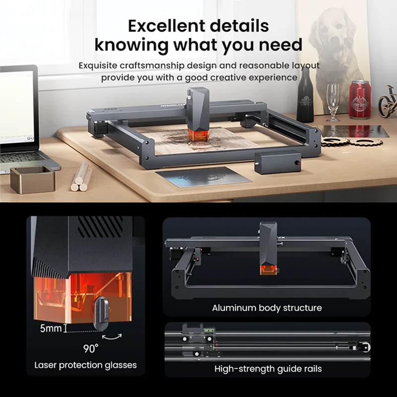 Walinux gravador a laser com kits de assistência de ar l6 10w alta precisão cnc diy máquina telefone controle app ferramentas carpintaria marcador a laser