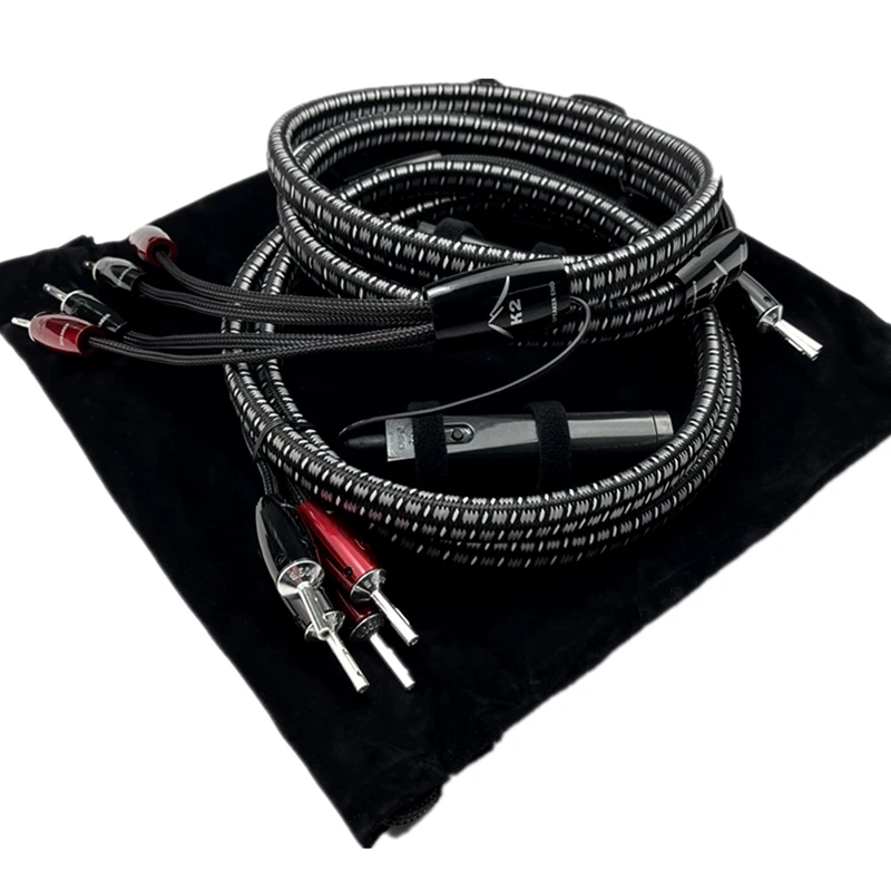 Hi-end K2 Bi-wire Speaker Cable PSS Silver HiFi Audio Amplifier Horn Cable 1000 Series Banana & Spade Plug