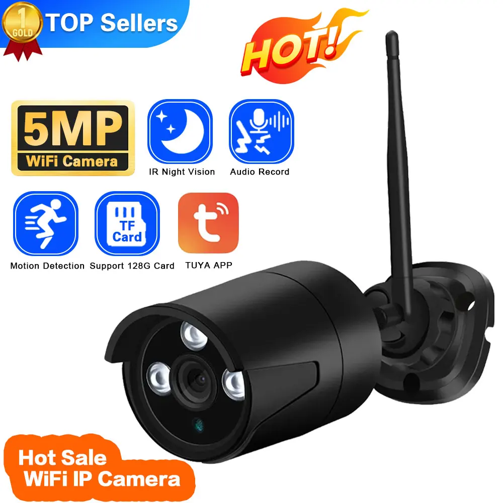 

5MP IP Camera Wifi Outdoor Waterproof Security Surveillance Video Camera Wireless Audio Human Body Detection RtspTuya Smart Life