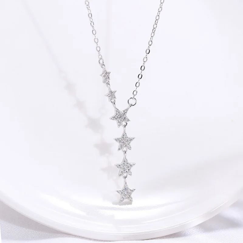 Star women's necklace 925 sterling silver Y-shaped collarbone chain personalized jewelry