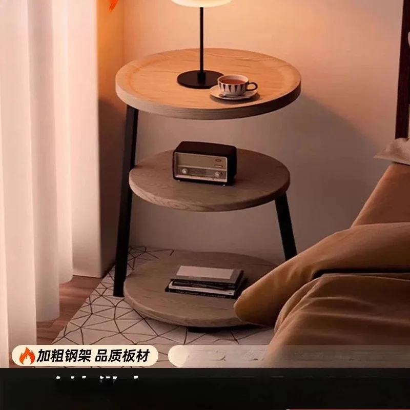Bedside table household small medieval creative small round table three-story bedroom bedside shelf niche design sense