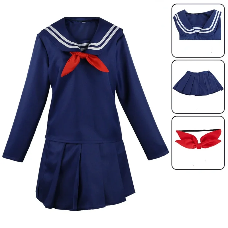 Qq 123 Anime My Hero Academia Himiko Toga disfraz de Cosplay JK uniforme faldas suéter abrigo Halloween ropa de Navidad mujeres niñas