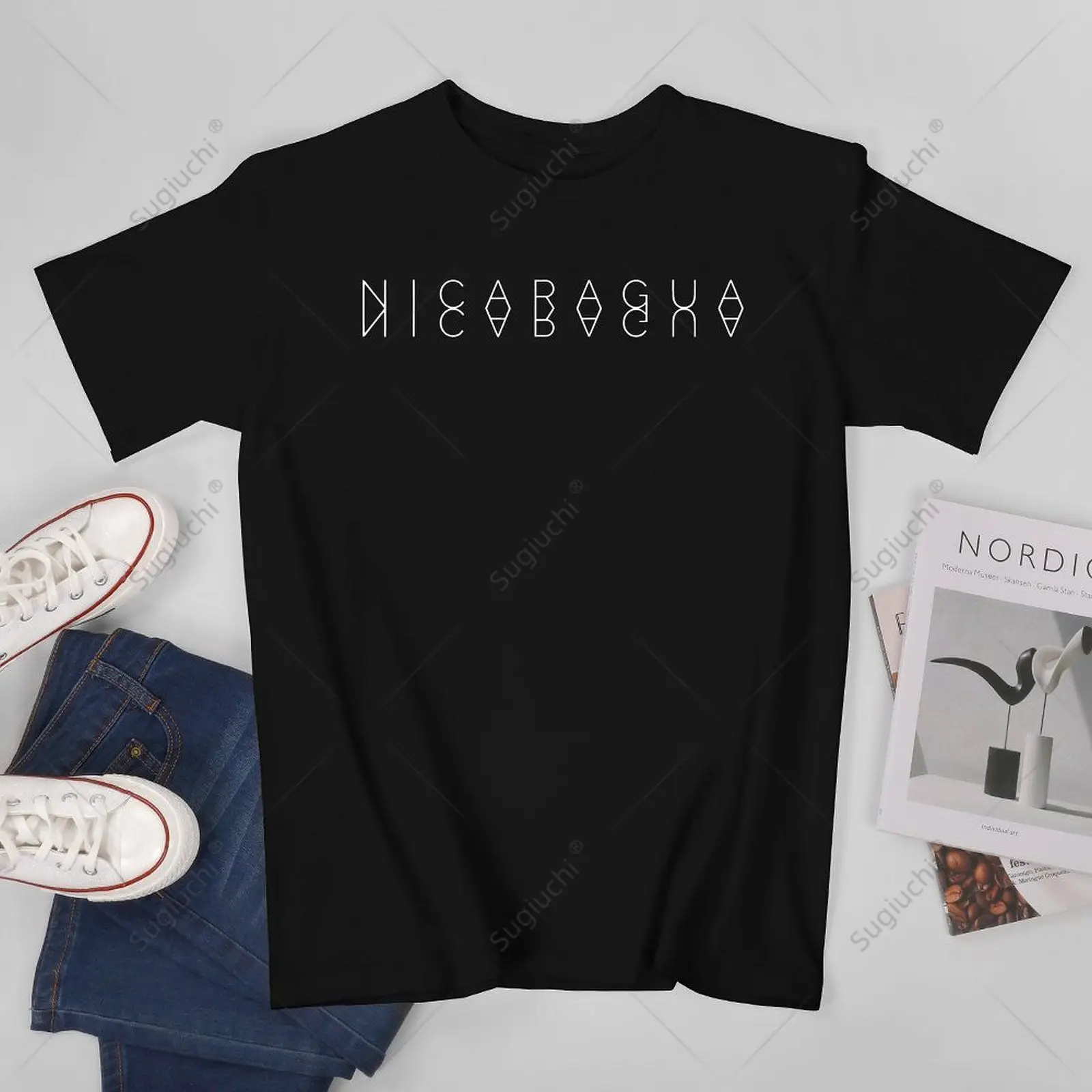 

Мужская футболка унисекс Nicaragua Reflections Nicaraguan Word Art, сувенирная футболка, футболки для женщин и мальчиков, футболка из 100% хлопка