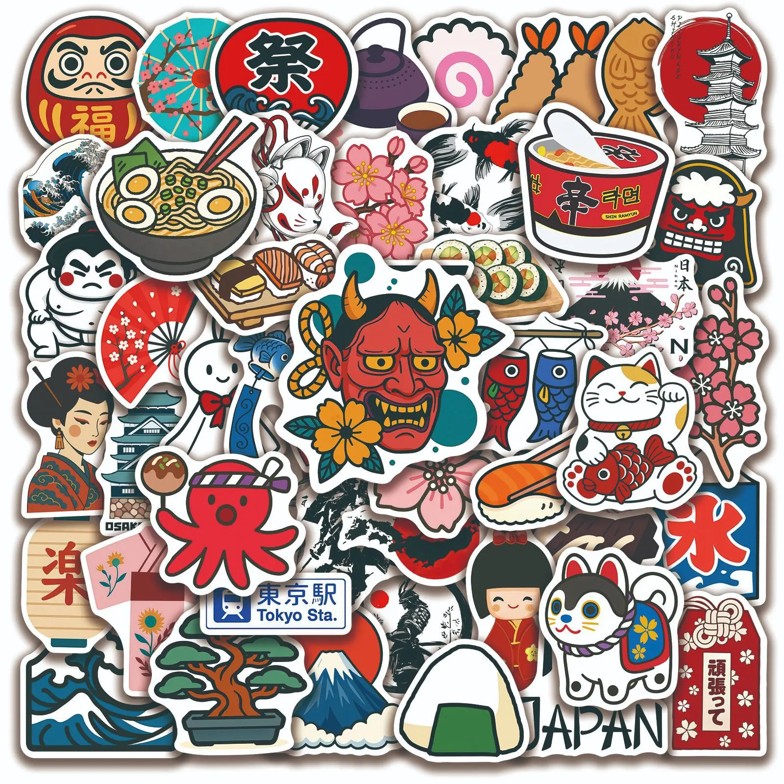 

50 шт. наклеек в традиционном японском стиле, граффити-стикеры для дневников, чехлов для телефонов, скрапбукинга, эстетичные наклейки ручной работы