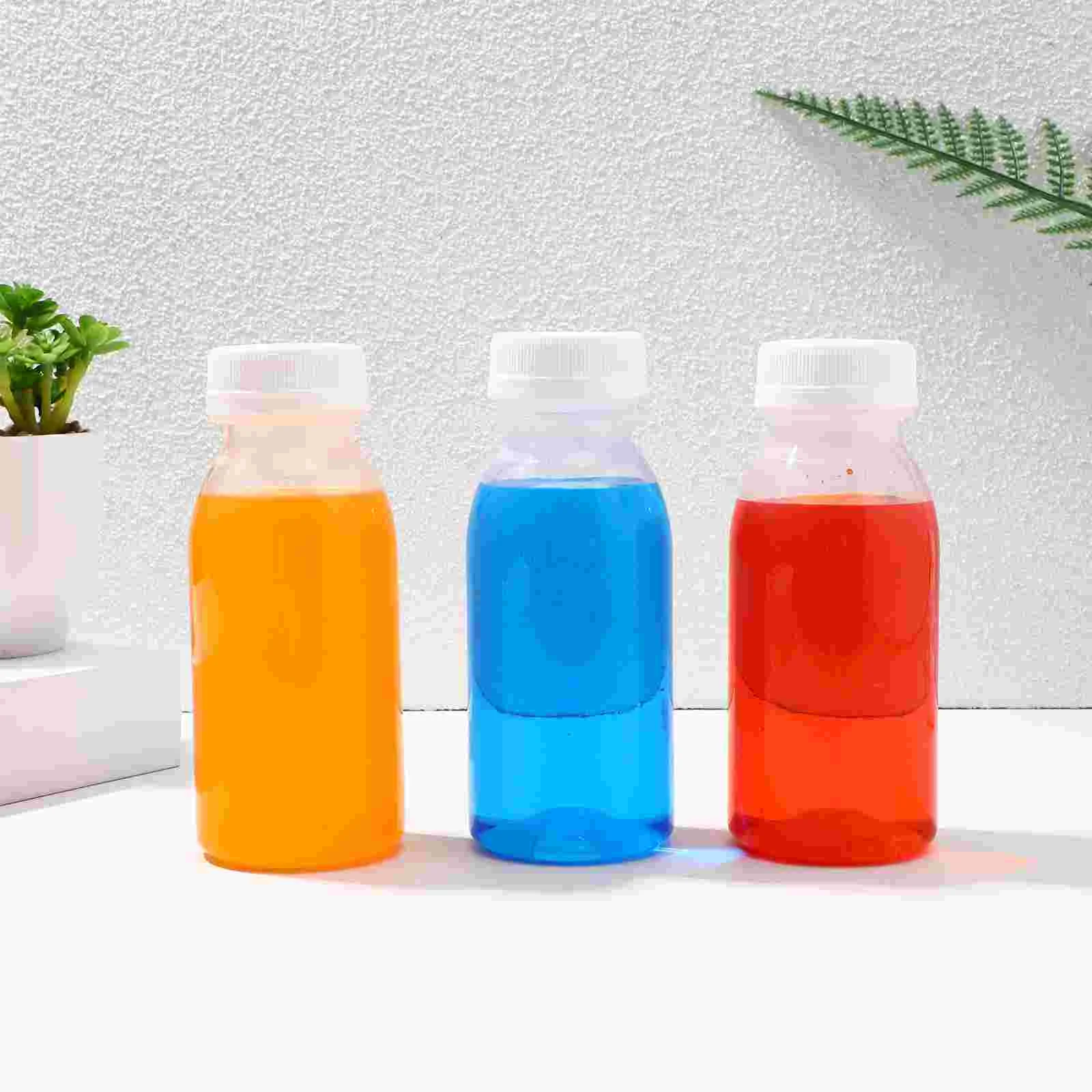 10 Uds Mini botellas de leche para beber con tapa agua transparente PET fermentado transparente bebidas para niños