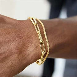 Multilayer Titanium Steel Chain Bracelet Men Gold Color Twist Chain Stainless Steel Bracelet Party Jewelry Bracelet For Women