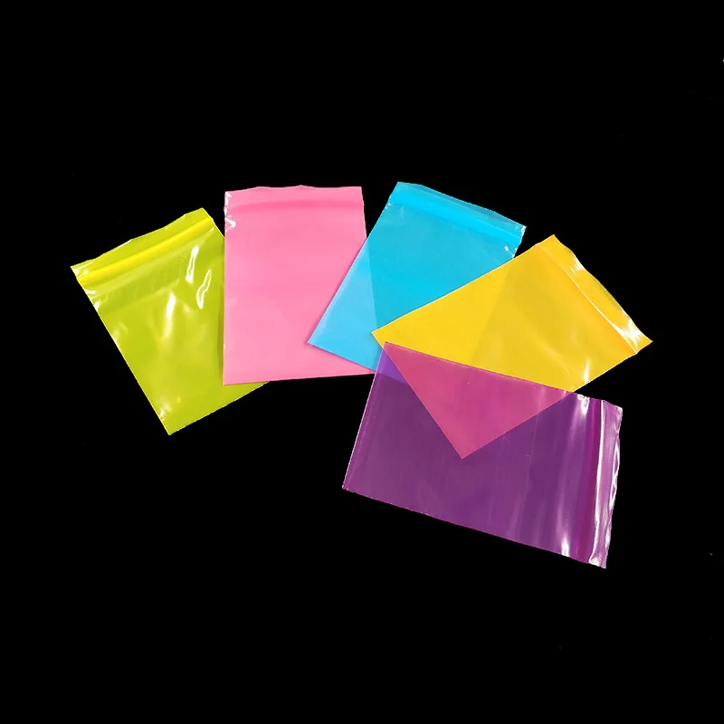 100pcs Color Plastic Zip Lock Bag Jewelry Packing Bag Self Sealing Gift Bag Tea Storage Reusable Transparent Pouches Hot Sale