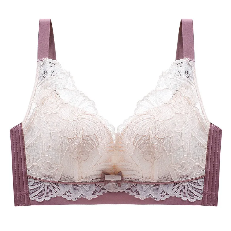 Breathable Bra Ringless French Women's Push-up Lace Stitching Sexy Underwear Adjustable