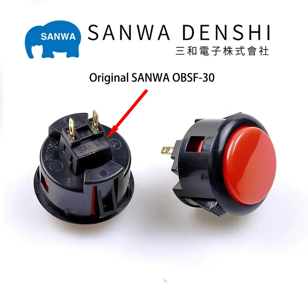 오리지널 일본 SANWA OBSF-30 라운드 푸시 버튼, 아케이드 스위치, DIY 조이스틱 세트 PC PS/3 XBOX 게임 부품, 30mm