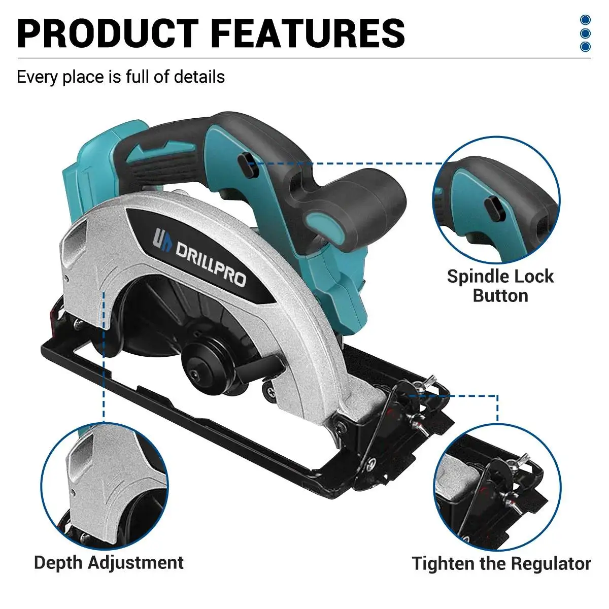 Drillpro 7 inch 233MM Electric Circular Saw Brushless Cordless Potable Wood Cuttiing Machine Power Tools For Makita Battery