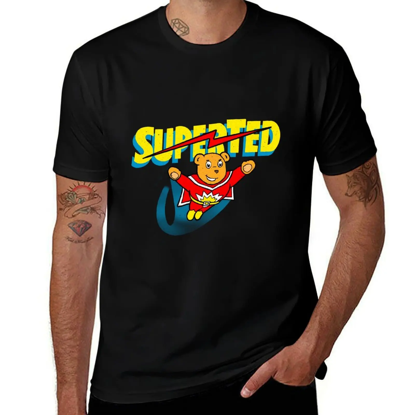 

Superted - Distressed Look Print T-Shirt t shirt man plain man t shirt cotton T-Shirt