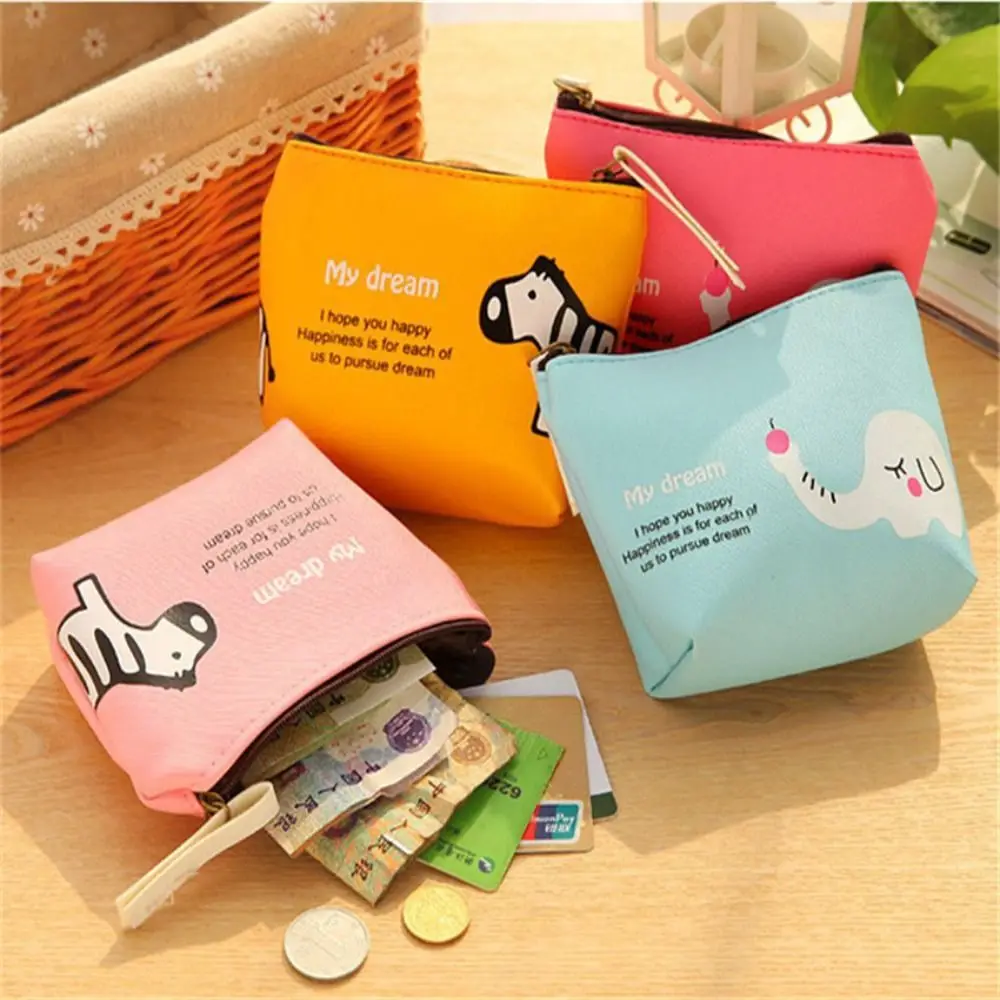 Cute Cartoon Cute Animals Coin Purse Smooth Zipper Storage Mini Cosmetic Bag Vintage Mini Wallet Girls