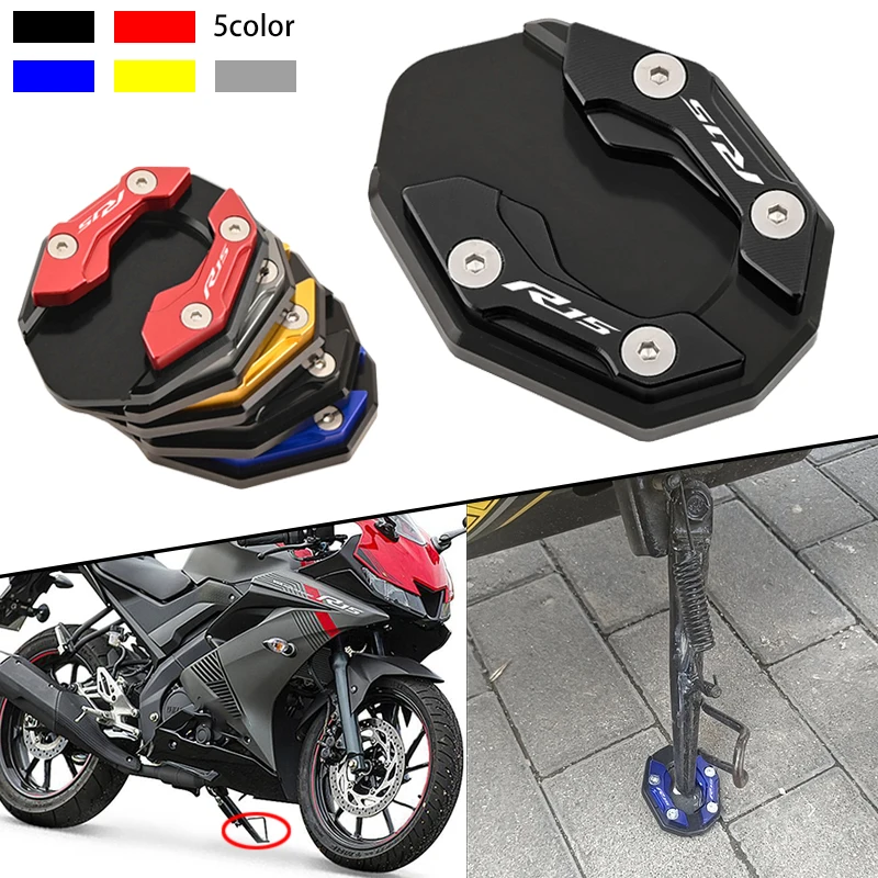 

New For YAMAHA YZF-R15 YZFR15 YZF R15 2017-2023 Motorcycle CNC Accessories Kickstand Foot Side Stand Enlarger Pad Tire Valve Cap
