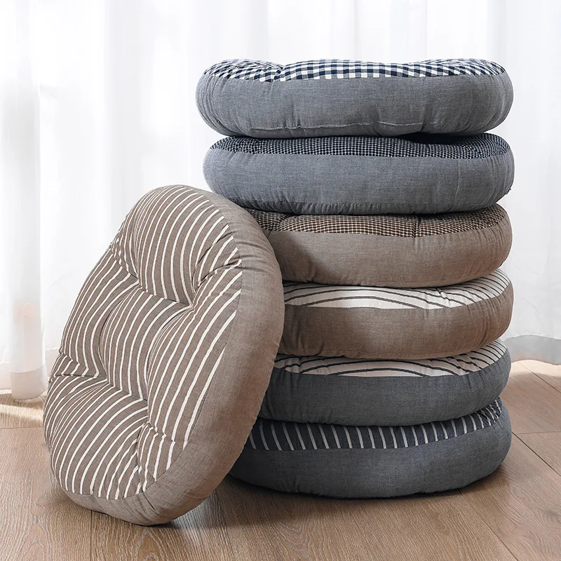 Cotton and Linen Futon Mat Japanese Round Bedroom Tatami Mat Living Room Meditation Soft Cushion / Floor Mat  틈새쿠션