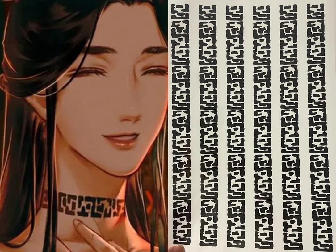 2 pagine Tian Guan Ci Fu Xie Lian Hua Cheng Cosplay Tattoo Heaven Benedizione ufficiale Mo Dao Zu Shi Anime Adesivi Personaggio Puntelli