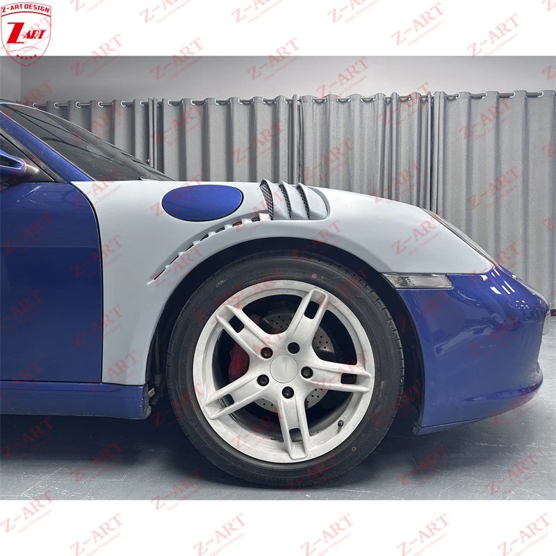 Z-ART 987 GT2 RS واقي الطين الأمامي لبورشه 987.1 ألياف الكربون الجافة تنفيس الجبهة الجناح لبوكستر كايمان 2005-2008 #5