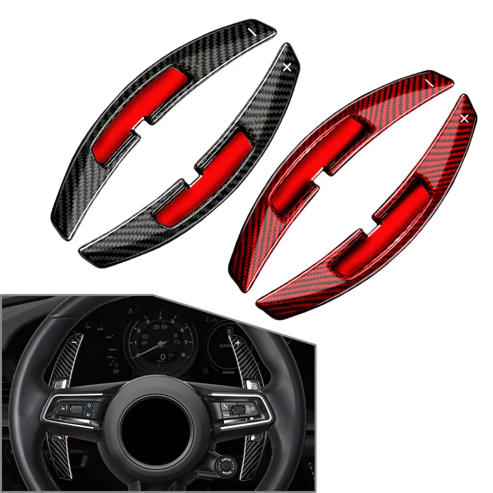 

Black/Red ​Carbon Fiber Car Steering Wheel Paddle Shifter Extension For Porsche 911 2021