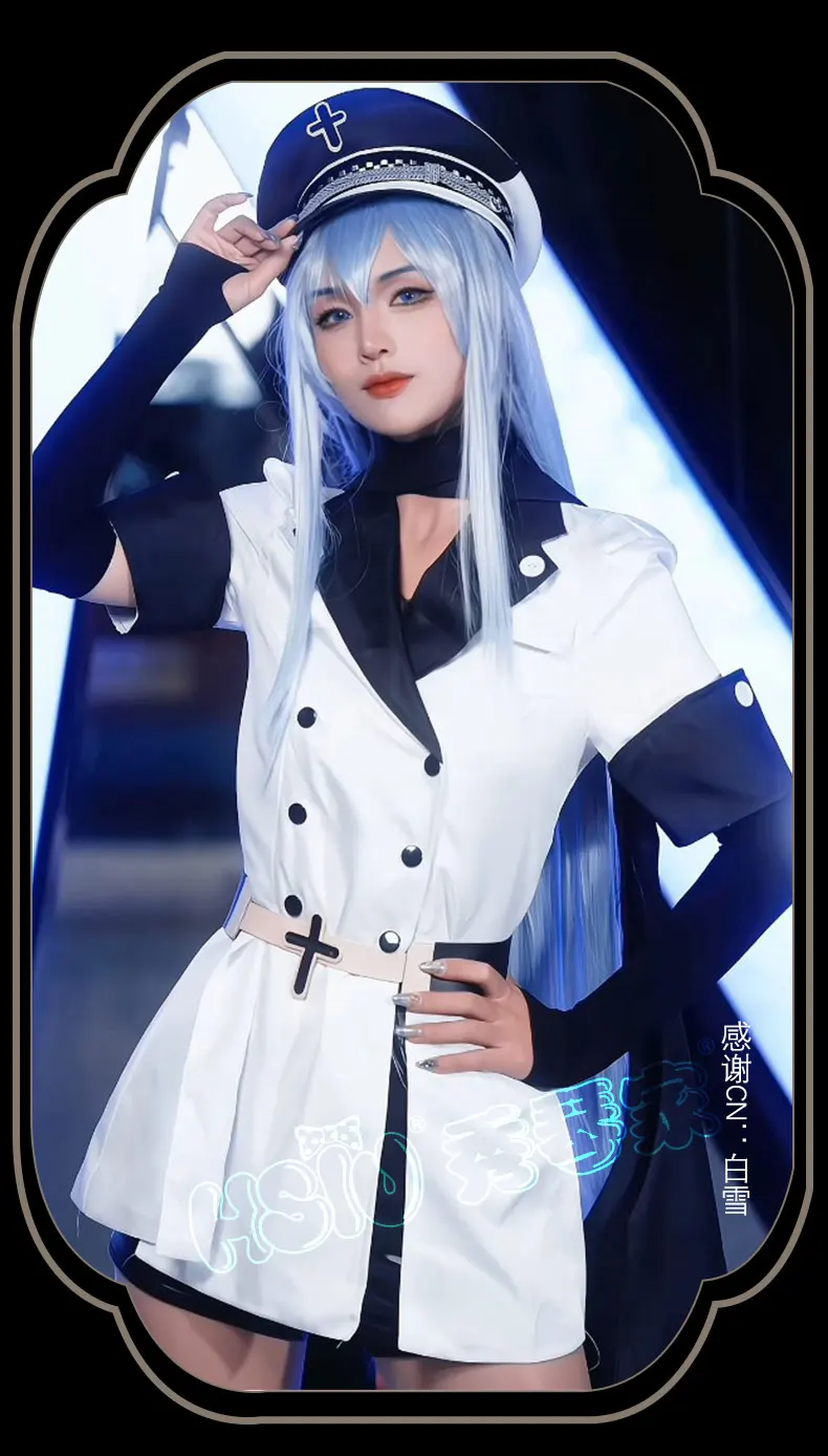 Peluca de cosplay de Anime Akame Ga Kill, disfraz de uniforme blanco del Imperio, peluca de Esdeath, peluca de cosplay de Esdeath, peluca de fibra sintética 2026