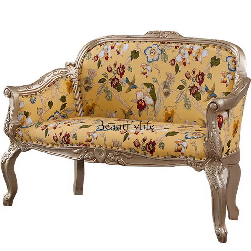 

*Sofa chair living room double casual lover all solid wood couple chair