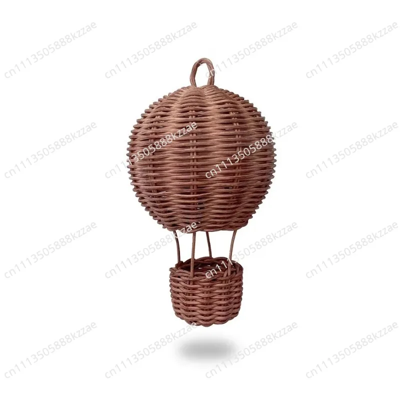 Handmade Rattan Hot Air Balloon Ornament for Baby Bedroom Decor Wall Hanging Decoration Photography Props Woven Pendant