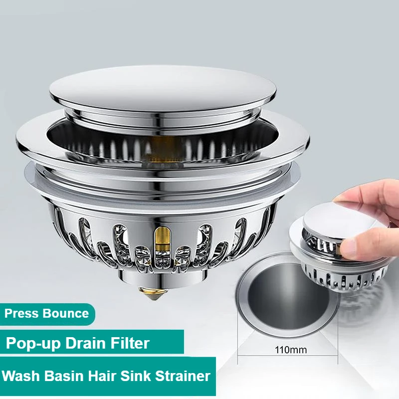 

Kitchen Sink Push-type Pop-up Core Strainer Leaky Plug Laundry Pool Vegetable Basin Large Basket Deodorizing Filter Drain Plug