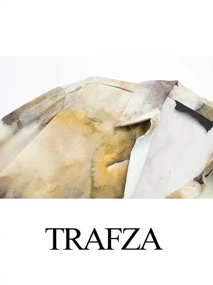 Novo feminino elegante 2 peça conjunto impresso único breasted lapela camisas de manga longa vintage causal cintura alta a-e midi saia