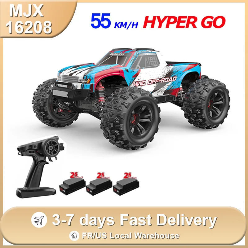 Nuevo Hyper GO MJX 16208 V2.0 coches teledirigidos 4WD camión de carreras todoterreno 1/16 sin escobillas 2,4g deriva de alta velocidad coche de Control remoto Juguetes