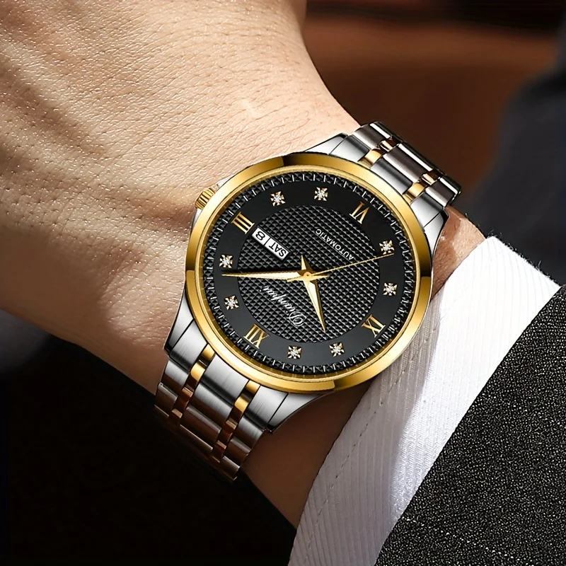Fully automatic mechanical watch stainless steel with waterproof watch automatic winding Ramadan father\'s day giftmen\'s watch