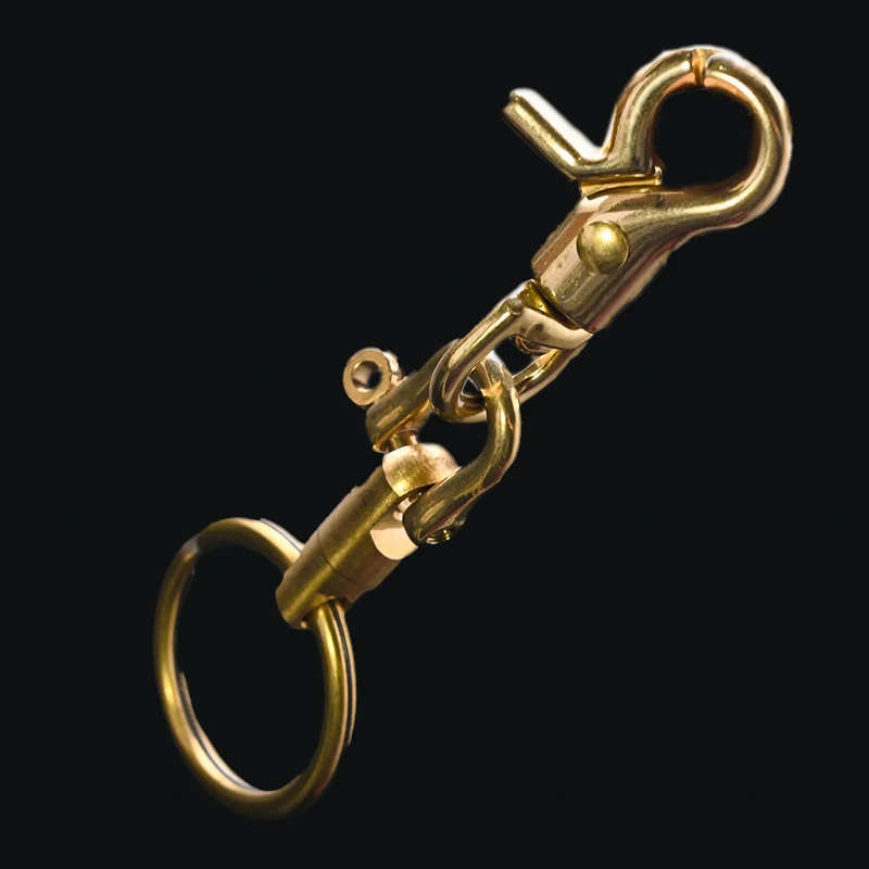 Men Retro Pure Copper Keychain Key Ring Brass Metal Durable Waist Hanging Car Key Chain Creative Backpack Pendant