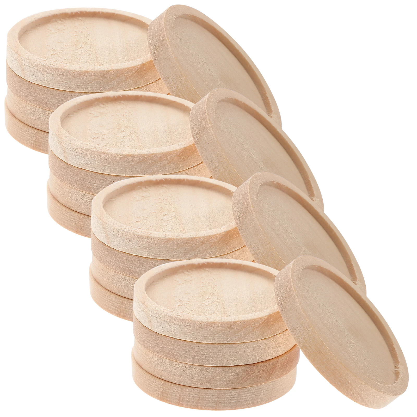 

20 Pcs Wooden Bottom Bases Round Craft Square Pendant Trays Khaki Jewelry Storage DIY Gifts Handmade Exquisite