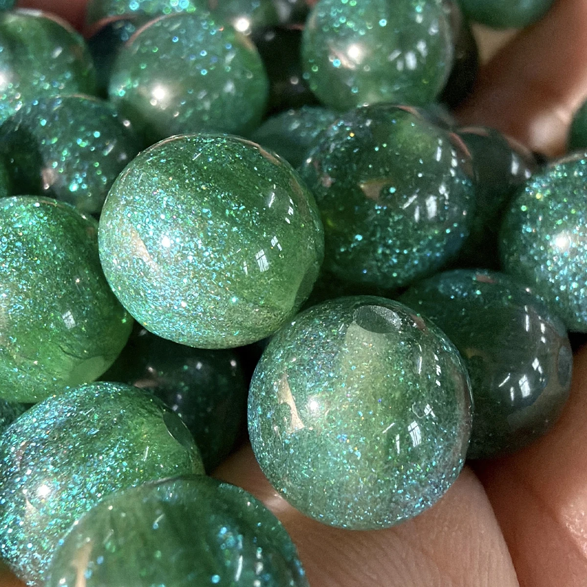 8/10/12mm 50pcs Green Resin Starry Sky Sprinkled Golden Circular Interval Bead Making DIY Bracelet Necklace Handmade Accessories