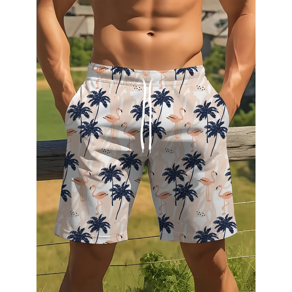 فلامنغو نمط الرجال شورتات للبحر الصيف هاواي عطلة تصفح شورتات السباحة اليومية عادية سريعة الجافة مرونة الخصر السراويل