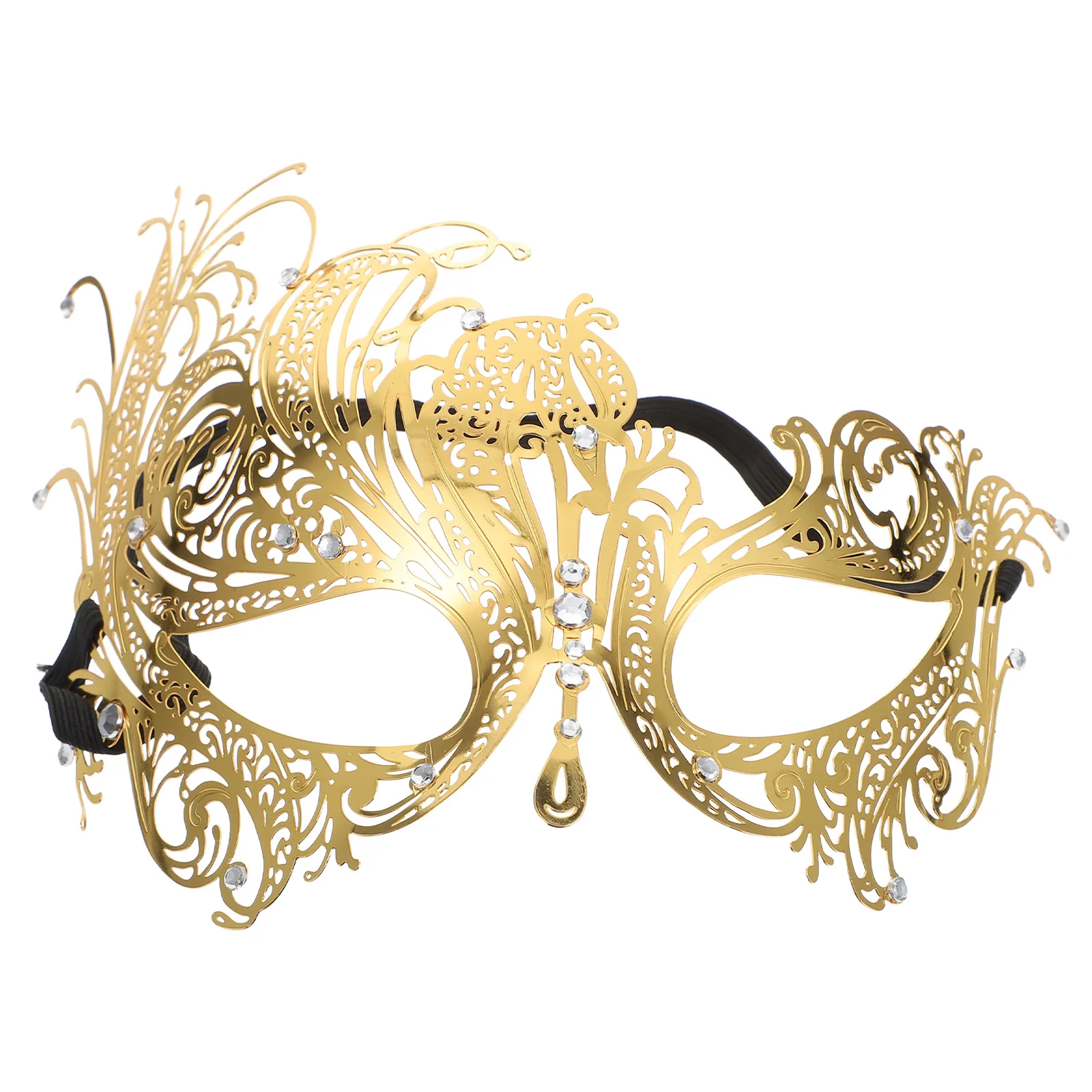 

Metal Rhinestone Mask Hollow Out Half Face Masquerade For Halloween Party Cosplay Festival Stage Performance Alloy Decor