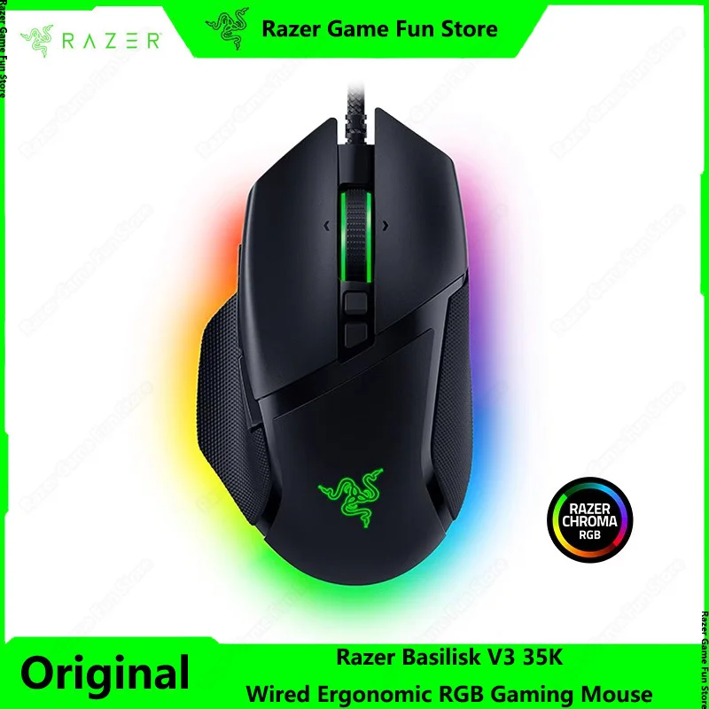 

Razer Basilisk V3 35K Wired Ergonomic Gaming Mouse HyperScroll Tilt Wheel-35K DPI Optical Sensor Gen 2 -13 Customizable Controls