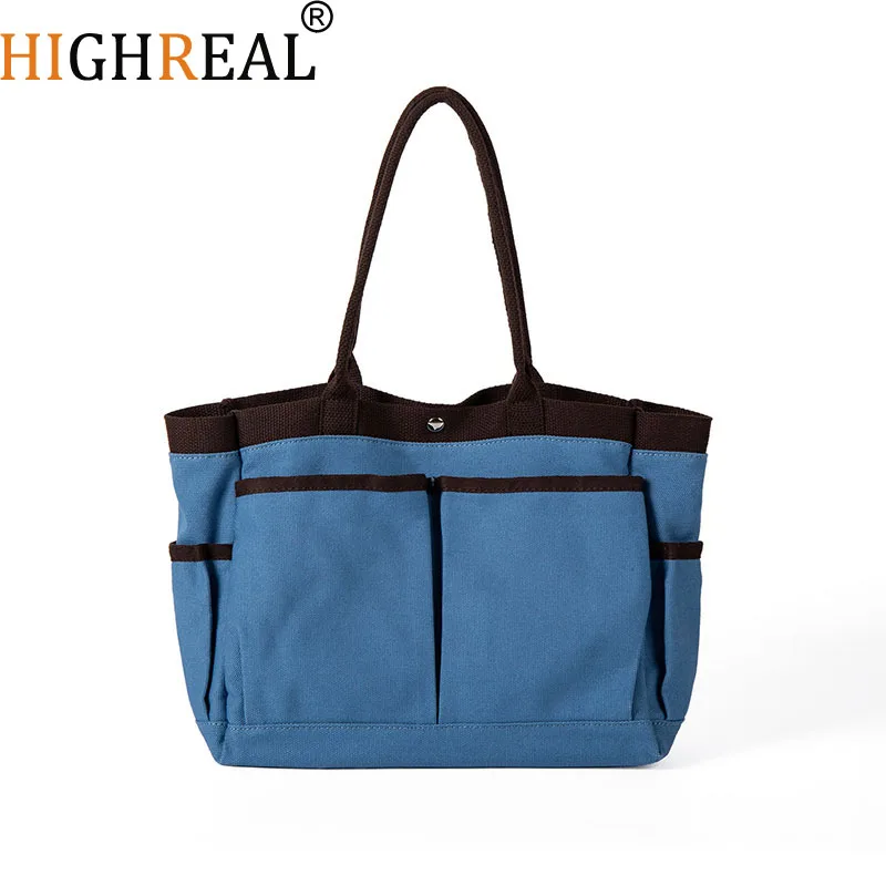 Casual Multi-pocket Tote Shoulder Bag Large Capacity Canvas Handbags and Purses Top-handle Shopping Tote Mommy Diaper Bag NEW