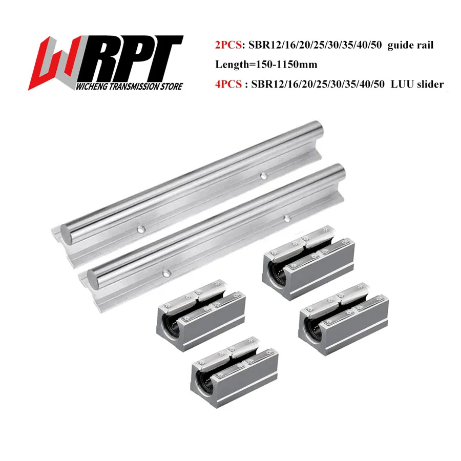 

Linear Guide 2PCS SBR12 16 20 25 30 35 40 50 Length 150-1150mm 4PC SBR12-50LUU Pressure Plate Slider Bearing DIY Mills CNC Parts