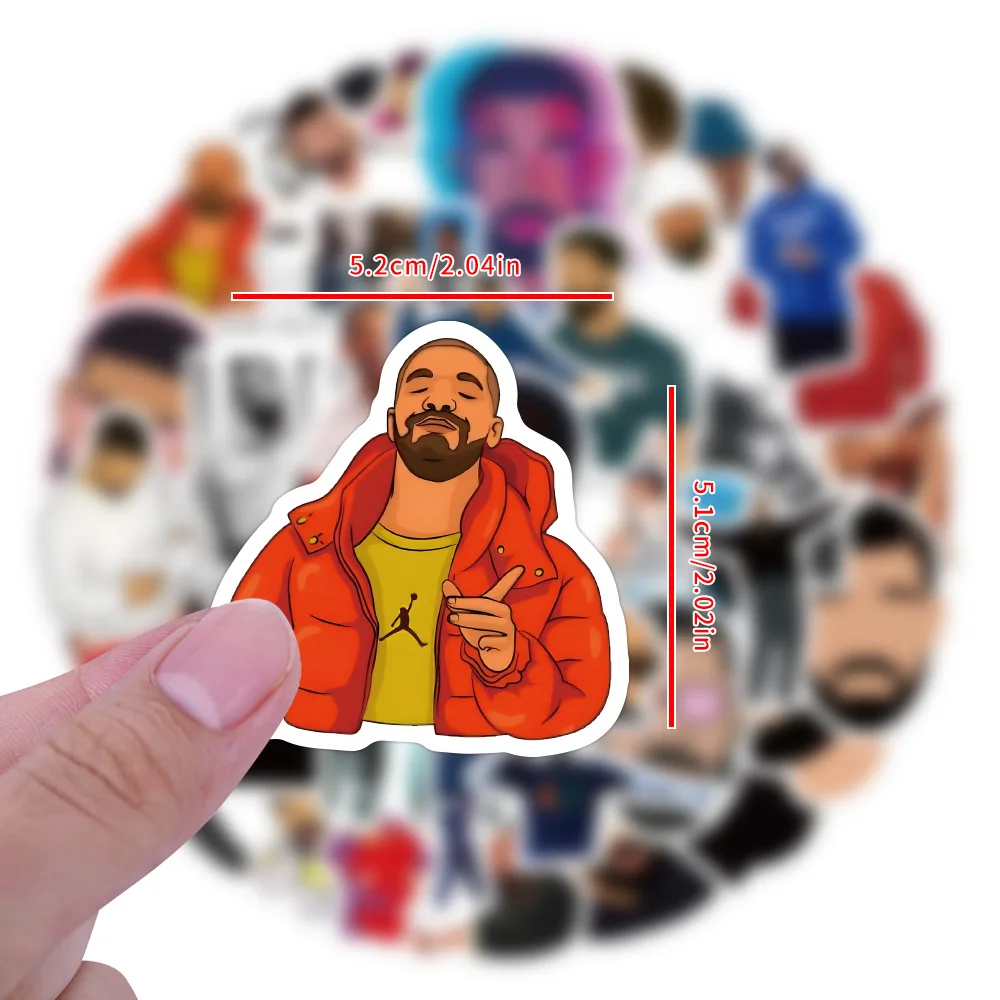 60PCS New KPOP Singer cartoon graffiti stickers Drake Fans Collection Gift Luggage Notebooks Guitar Skateboard Waterproof Decals