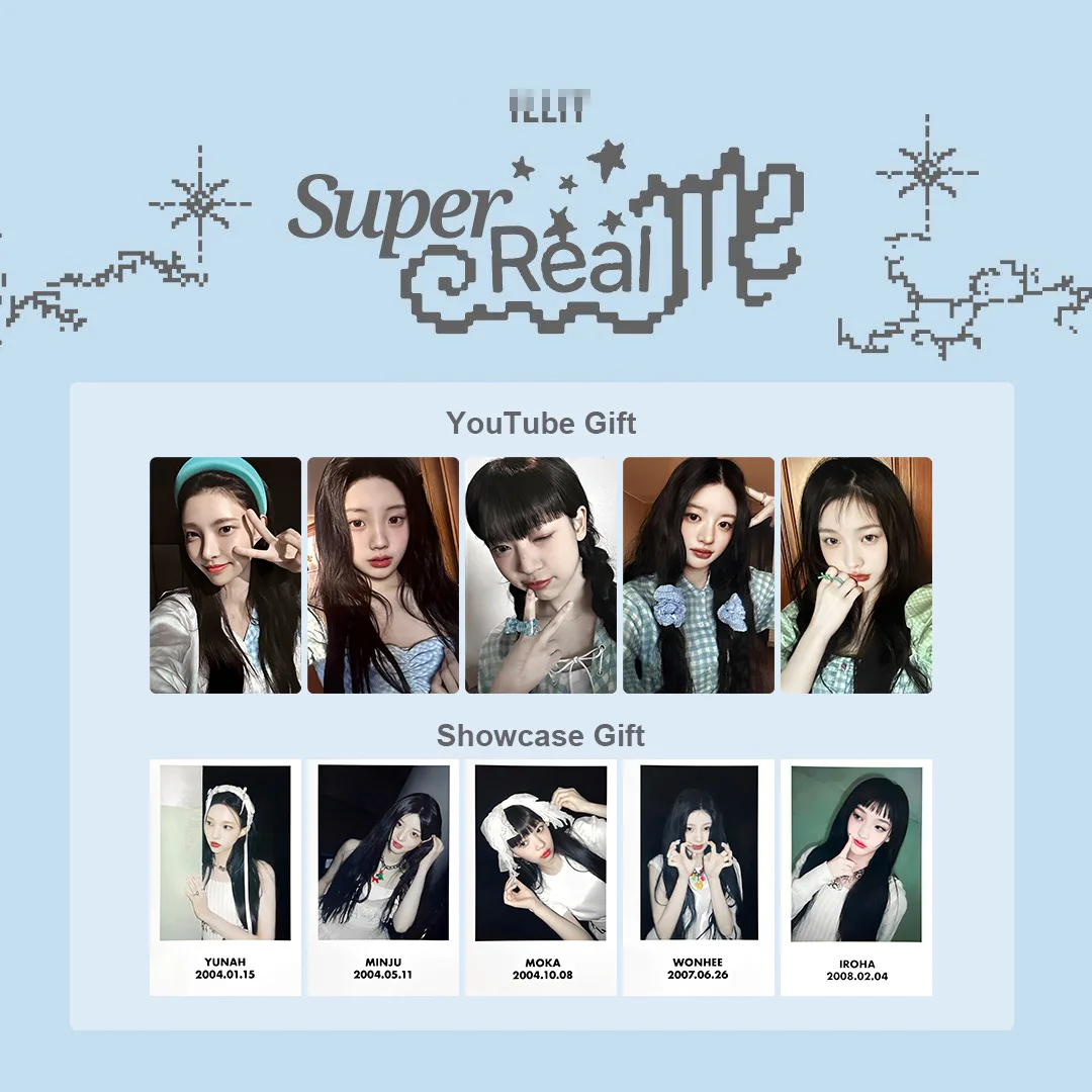 5Pcs/Set ILLIT Idol New Album Super Real Me Series Lomo Cards HD Printd Photocards YUNAH MINJU MOKA WONHEE IROHA Fans Gifts