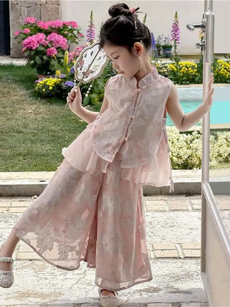 new-summer-outfit-set-for-little-girls-trendy-chinese-style-vest-top-quality-material-breathable-and-cool-floral-pattern