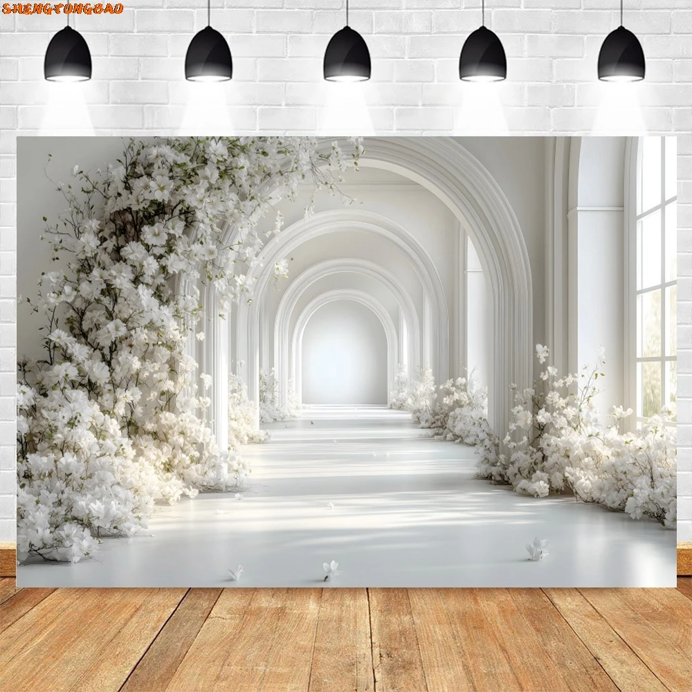 Свадебная сцена фон для фотосъемки романтическая цветочная арка стена для детей и взрослых портрет для беременных день рождения Декор фото фон