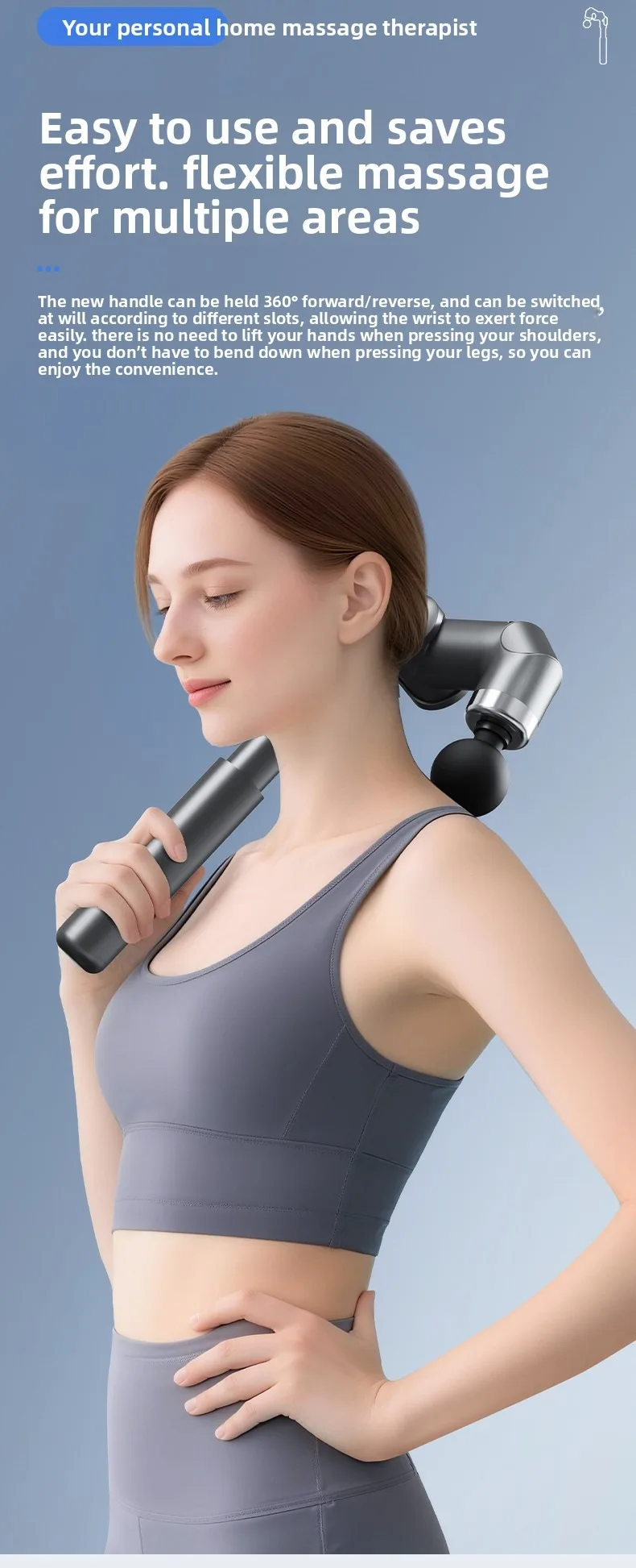Wireless Electric Fascia Gun Foldable Telescopic Massage Hammer High Frequency Vibration Deep Tissue Relaxation Muscle Massager